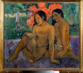 És testük aranya. Két meztelen tahiti nő pózol. Paul Gauguin (1848-1903) festménye, 1901. Nap. 0,67 x 0,76 m. Párizs, Musée d