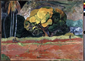 Fatata Te Moua (A hegy lábánál vagy a nagy hegynél). Paul Gauguin festménye (1848-1903)