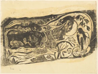 Tányér egy szarvas ördög fejével Planche au diable cornu, 1895-ben vagy azt követően.