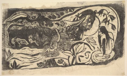 Szarvas fejű fametszet, 1898-99.