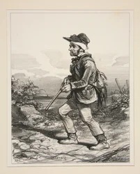 Gontard úr (du Clos-Gorju), nagybirtokos, választható választó, vadászaton hajnalban (A Types Contemporaines sorozatból)