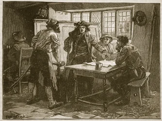 A "Nottingham kapitány" és az agitátorok a "Fehér Ló"-nál, illusztráció a "Cassell