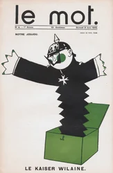 Egy a „Szó” című sorozatból, amely II. Vilmos császárt egy dobozban lévő ördögi játékként ábrázolja - Paul Iribe (1883-1935) rajza, 1915
