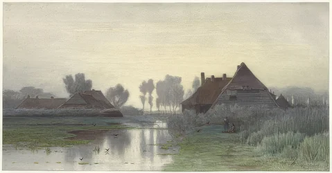 Parasztházak a reggeli ködben. 1838-1903