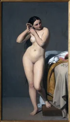 Meztelenül megvan a konzol. Paul Jourdy (1805-1856) festménye, olaj, vászon. francia művészet