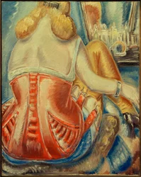 Rózsaszín fűzős nő