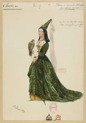 Bajor Izabella. Halévy Fromental VI. Károly című operájának jelmezterve, 1843.