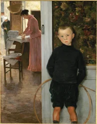 Enfant et femme dans un interieur - nő és gyermek egy szobában (festmény vászonra)