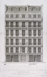 Terv egy Haussmann-stílusú bérházhoz a párizsi rue de la Paix-n, kb. 1860