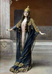 Opera singer Lucy Arbell (1882-1947) as queen Amahelli in opera"Bacchus", Paris, photo Nadar from french paper "Le Theatre" jul 1909