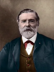 Etienne-Jules Marey (1830-1904) portréja; angol tudós és kronofotós; a vérnyomásmérő feltalálója, a fényképezés és a mozi úttörője. Fotó: Nadar, Paul (1856-1939). Digitális színezés.