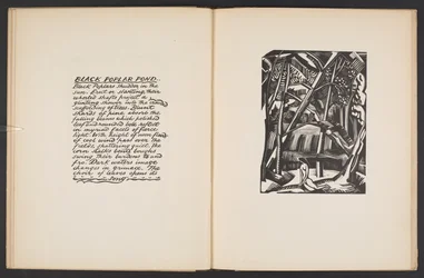 Black Poplar Pond, illusztráció a "Places. Paul Nash által tervezett és metszett fametszetekről reprodukált 7 grafika, prózai illusztrációkkal". London, William Heinemann