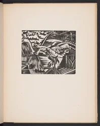 Kerti tó, illusztráció a "Places. Paul Nash által tervezett és metszett fametszetekről reprodukált 7 grafika, prózai illusztrációkkal". London, William Heinemann