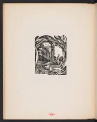Illusztráció a "Helyek. Paul Nash által tervezett és metszett fametszetekről reprodukált 7 metszet, prózai illusztrációkkal". London, William Heinemann, előzéklap