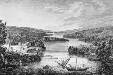 Miramichi, egy francia település a St Laurence-i öbölben, 1760-ban