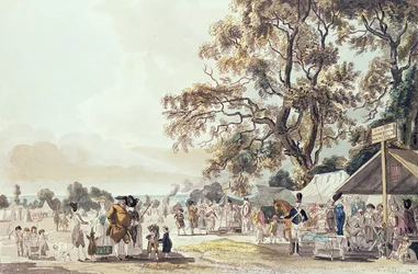 A tábor a Hyde Parkban, 1780 (színes akvatinta)