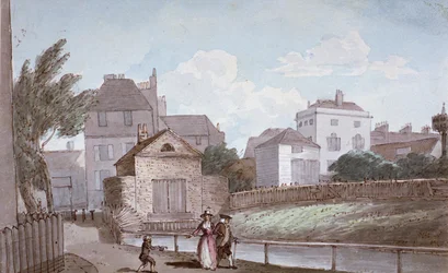 The Thatched House Inn and the New River, Islington, London, 1790.