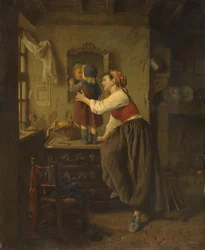 Nő és gyermek tükör előtt, 1870-es évek