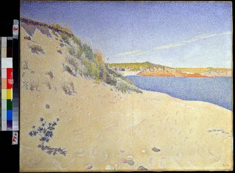 ""Tengerpart Saint Briac sur mer in Ille et villaine" (The Beach at Saint-Briac. Op. 212 (homokos tengerpart)) Paul Signac festménye (1863-1935) 1890 Pointillizmus Méret: 65x81 cm Pouchkine Múzeum, Moszkva