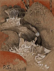 Huelgoat sziklái, 1892 körül (szén, vörös és fehér kréta)