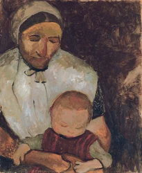 ülő nő gyermekkel az ölében; Ülő parasztasszony gyermekkel az ölében, 1903