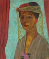 Önarckép kalapban és fátyollal. 1906-07