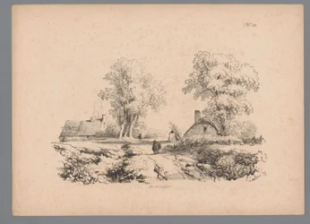 Táj két házzal és két figurával az úton Paulus Lauters tájtanulmányai (sorozat címe) Nouvelle suite de 40 etudes de paysages P. Lauters (sorozat címe)