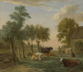 Tehenek egy mezőn egy tanya közelében, 1653