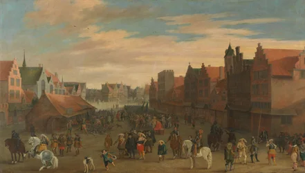 A „Waardgelders” (zsoldosok a városi önkormányzat fizetésében) feloszlatása Maurits herceg által a Neude-n, Utrechtben, 1618. július 31.