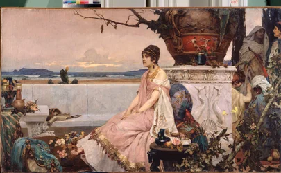 Femme romaine au puits (Római nő a kútnál) - Peinture de Pavel Alexandrovich Svedomsky (Svedomski) (1849-1904), huile sur toile, art russe