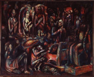 "La Fete des Rois" (Királyok ünnepe) Pavel Nyikolajevics Filonov (1883-1941) festménye 1913 Állami Orosz Múzeum, Szentpétervár