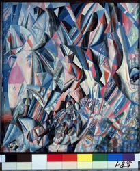 Győzelem az örökkévalóság felett. Pavel Nyikolajevics Filonov (1883-1941) festménye, olaj, fa