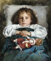 Gyermek babával par Trubetskoy (Troubetzkoy), Pavel (Pál) Petrovics herceg (1866-1938)