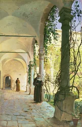 A taorminai Santa Maria Jesus kolostor kerengőiben