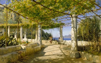 Pergola Capri-n, kilátással a Vezúvra