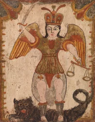Szent Mihály arkangyal, c. 1810 (vízbázisú festék falemezre)