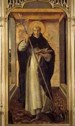 Guzman Szent Dominika (1170-1221), a domonkos rend alapítója, Pedro Berruguete (1450-1504) festményének ábrázolása XV. század V. 1,77x0,9 m Madrid, Prado Múzeum