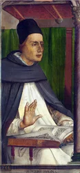 Nagy Szent Albert (1205-1280) (Albertus Magnus, Bollstädti Albrecht, Kölni Albert), méret: 116x53, 1473-1475 körül, Marche Nemzeti Galériája, Urbino