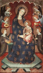 Madonna gyermekkel, angyalokkal zenél