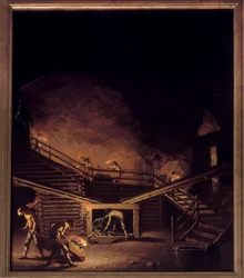 Fálun rézbánya Svédországban a 18. században Per Hillestrom festménye (1732-1816) 18. századi Stockholm. Nemzeti Múzeum