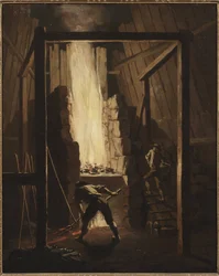 Interieur de la fonderie de cuivre a Falun (velúr) – A falui rézöntöde belseje, Lillestroem, Pehr (1732-1816). Olajfestmény