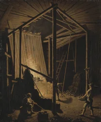 Rézöntöde Falun bányáiban (Svédország) - Rézöntöde a Falun bányában, Hillestrom, Pehr (1732-1816). Olaj, vászon, kb 1784. Mérete: 79x65,5 cm. Nemzeti Múzeum Stockholm