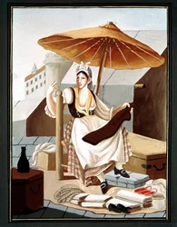 Nápolyi kismesterség: vándorló szövet- és vászonárus - (Régi mesterség: szövet- és vászonárus), 19. század, Museo Nazionale di San Martino, Nápoly