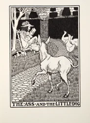 A szamár és a kiskutya, a Fontaine Fables-ből, pub. 1905