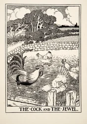 A kakas és a drágakő, a Száz aiszóposzi mese című műből, megjelent 1903-ban
