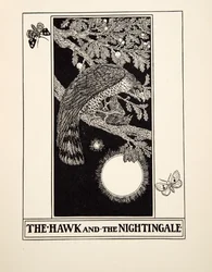 A sólyom és a csalogány, A Hundred Fables of Aesopus, pub.1903
