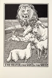 Az üsző, a kecske és a bárány, a Fontaine Fables-ből, pub. 1905