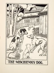 A huncut kutya, Aesopus száz meséjéből, 1903. évi pub. (metszet)