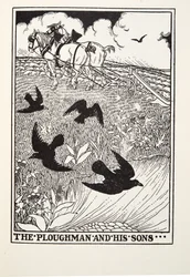 A Plowman and his Sons, a Fontaine Fables, kocsma. 1905