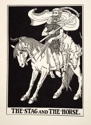 A szarvas és a ló, A Hundred Fables of Aesopus, pub.1903 (metszet)